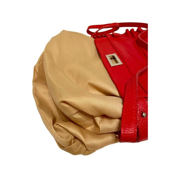 Borse in Pelle Handbag Shoulder Bag Satchel Red Pebbled Genuine Leather Italy - Picture 6 of 12